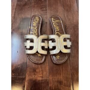 Sam Edelman Bay Kids Little Girls Metallic Gold Leather Sandals Sz 3